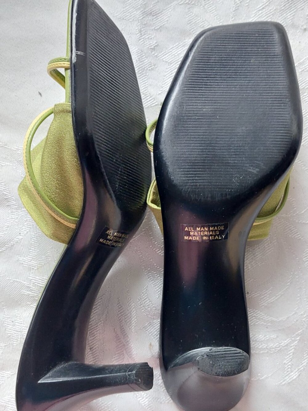 Italian Shoemakers Women's Size 10 Green Satin Mules Made In Italy - Picture 6 of 8